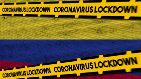 Bandeira Colômbia Coronavírus Covid Bloqueio Nova Variante Coronavírus Título Ilustração — Fotografia de Stock