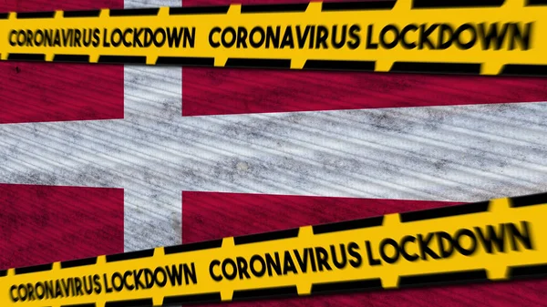 Danimarca Bandiera Coronavirus Covid Lockdown Nuova Variante Coronavirus Titolo Illustrazione — Foto Stock