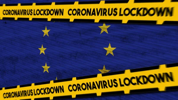 Unione Europea Bandiera Coronavirus Covid Lockdown Nuova Variante Coronavirus Titolo — Foto Stock