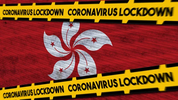 Hong Kong Bandiera Coronavirus Covid Lockdown Nuova Variante Coronavirus Titolo — Foto Stock
