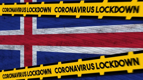 Islanda Bandiera Coronavirus Covid Lockdown Nuova Variante Coronavirus Titolo Illustrazione — Foto Stock
