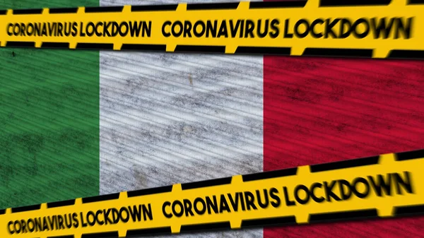 Флаг Италии Коронавирус Covid Lockdown New Coronavirus Variant Title Illustration — стоковое фото