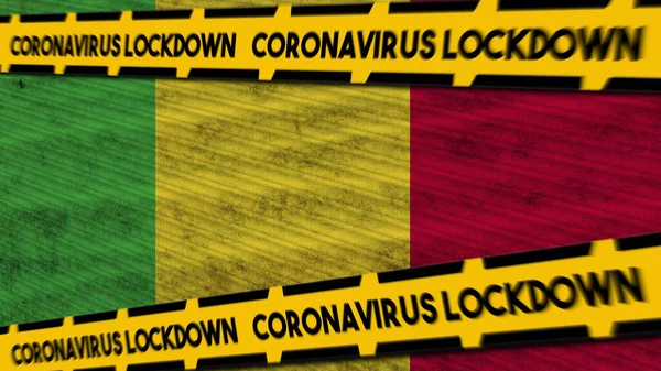 Флаг Мали Коронавирус Covid Lockdown New Coronavirus Variant Title Illustration — стоковое фото
