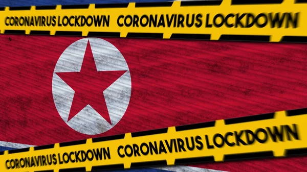 Flaga Korei Północnej Koronawirus Covid Blokada Nowego Koronawirusu Wariant Tytuł — Zdjęcie stockowe