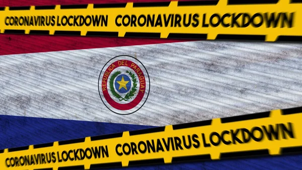 Bandeira Paraguai Coronavirus Covid Bloqueio Nova Variante Coronavirus Título Ilustração — Fotografia de Stock