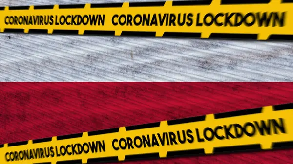 Bandeira Coronavírus Polônia Covid Lockdown New Coronavirus Variant Title Illustration — Fotografia de Stock