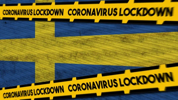 Sveç Bayrağı Coronavirus Covid Yeni Coronavirüs Varyant Başlığı Llüstrasyon — Stok fotoğraf