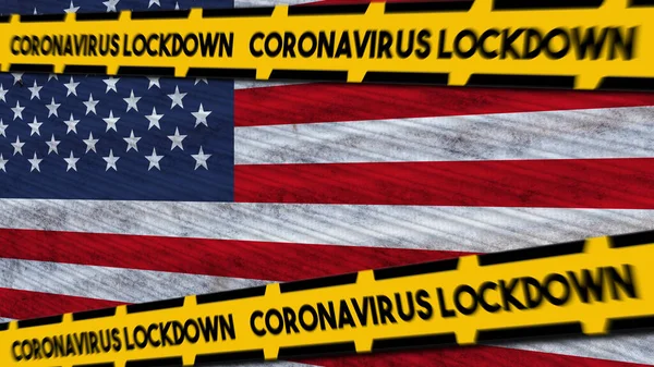 Флаг Сша Коронавирус Covid Lockdown New Coronavirus Variant Title Illustration — стоковое фото