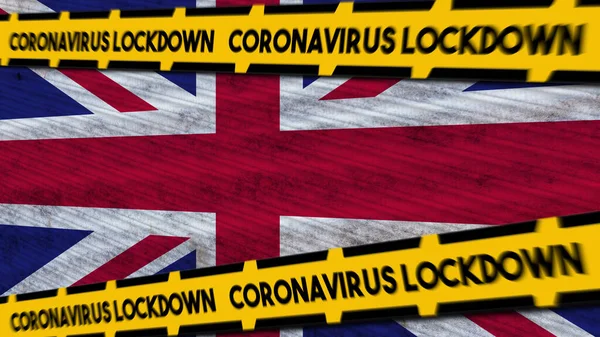 Флаг Великобритании Коронавирус Covid Lockdown New Coronavirus Variant Title Illustration — стоковое фото