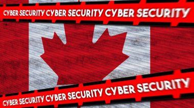 Kanada Dalgalı Kumaş Bayrağı, Siber Güvenlik Başlığı, 3D Görüntü