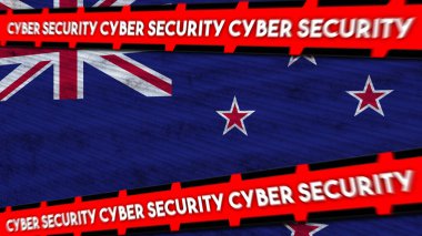 Yeni Zelanda Dalgalı Kumaş Bayrağı, Siber Güvenlik Başlığı, 3D Görüntü