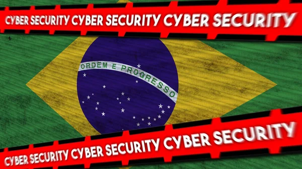 Brasile Bandiera Tessuto Ondulato Titolo Sicurezza Informatica Illustrazione — Foto Stock