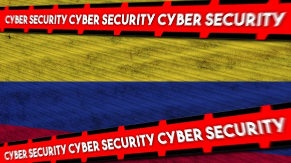 Drapeau Tissu Ondulé Colombie Titre Cybersécurité Illustration — Photo