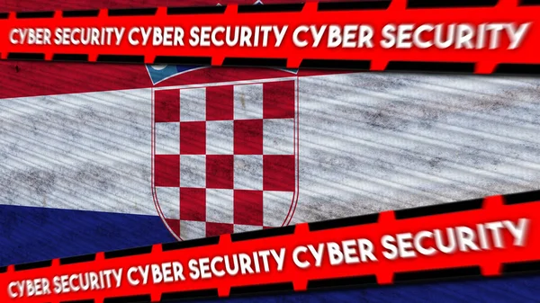 Croazia Bandiera Tessuto Ondulato Titolo Sicurezza Informatica Illustrazione — Foto Stock