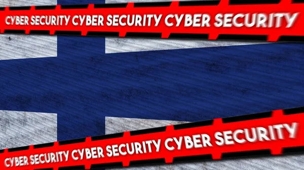 Finland Wavy Fabric Flag Cyber Security Title Illustration — Stock Photo, Image