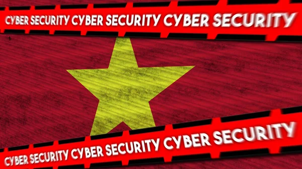 Bandiera Tessuto Ondulato Vietnam Titolo Sicurezza Informatica Illustrazione — Foto Stock