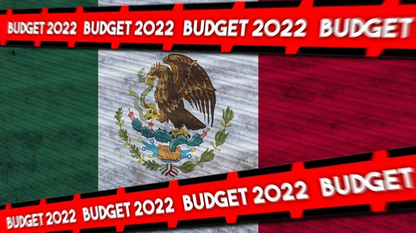 メキシコ国旗と予算2022年タイトル3Dイラスト — ストック写真