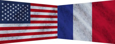 Fransa ve Amerika Birleşik Devletleri İki Bayrak Birlikte 3D Görüntü