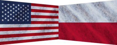 Polonya ve Amerika Birleşik Devletleri İki Bayrak Birlikte 3D Görüntü