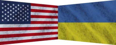 Ukrayna ve Amerika Birleşik Devletleri İki Bayrak Birlikte 3D Görüntü