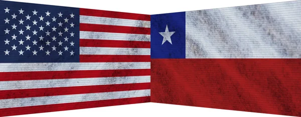 チリとアメリカ2旗3次元イラスト — ストック写真