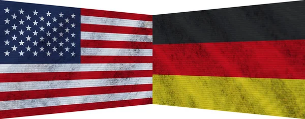 德国和Usa美利坚合众国共同绘制了两面国旗3D插图 — 图库照片