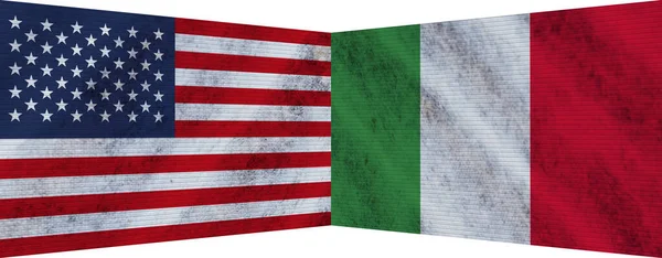 Italy Usa United State America Two Flag Together Illustration — 图库照片