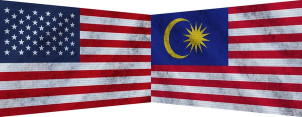 말레이시아와 Usa United State America 플래그 Illustration — 스톡 사진