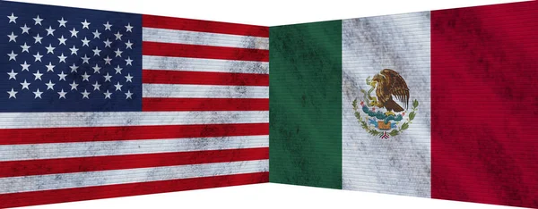 Meksyk Usa Stany Zjednoczone Ameryki Dwie Flagi Razem Ilustracja — Zdjęcie stockowe