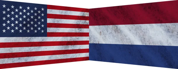 Netherlands Usa United State America Two Flag Together Illustration — Foto Stock