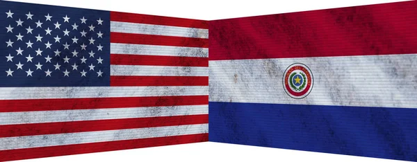 Paraguay Usa United State America Two Flag Together Illustration — стокове фото
