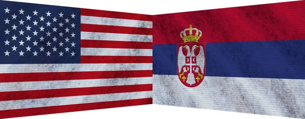 Serbia Dan Usa Amerika Serikat Dua Bendera Bersama Sama Ilustrasi — Stok Foto