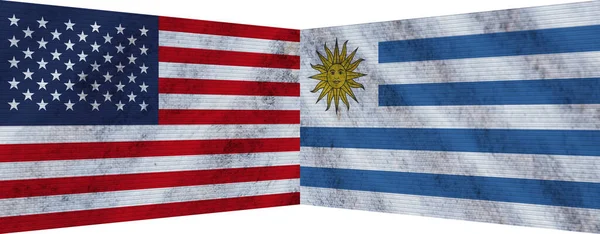 Ουρουγουάη Και Usa Ηνωμένες Πολιτείες Της Αμερικής Two Flag Together — Φωτογραφία Αρχείου