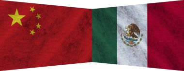 Meksika ve Amerika Birleşik Devletleri İki Bayrak Birlikte 3D Görüntü