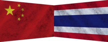 Tayland ve Amerika Birleşik Devletleri İki Bayrak Birlikte 3D Görüntü