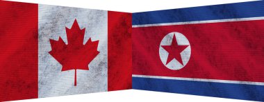 Kuzey Kore ve Kanada İki Bayrak Birlikte 3D Görüntü