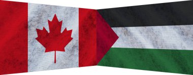 Filistin ve Kanada İki Bayrak Birlikte 3D Görüntü