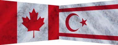 Kuzey Kıbrıs ve Kanada İki Bayrak Birlikte 3D Görüntü