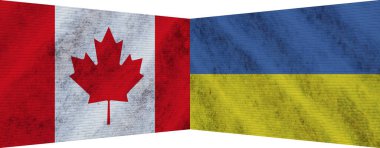 Ukrayna ve Kanada İki Bayrak Birlikte 3D Görüntü