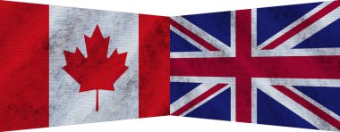 Birleşik Krallık ve Kanada İki Bayrak Birlikte 3D Görüntü