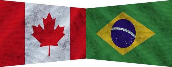 Brazil Canada Two Flag Together Illustration — 图库照片