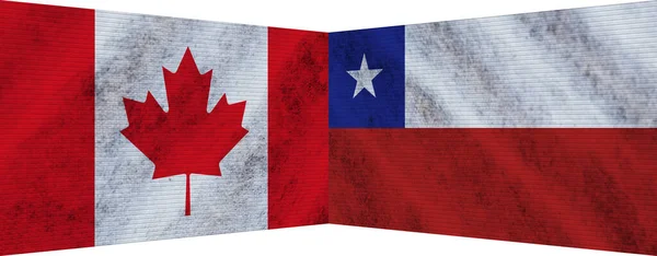 Chile Canadá Dos Banderas Juntas Ilustración —  Fotos de Stock