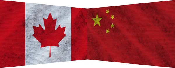 Китай Канада Два Прапори Разом Ілюстрація — стокове фото