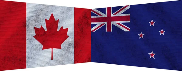 Nya Zeeland Och Kanada Två Flagga Tillsammans Illustration — Stockfoto