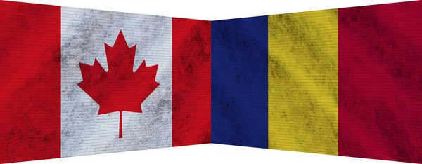 Rumänien Und Kanada Zwei Flaggen Zusammen Illustration — Stockfoto
