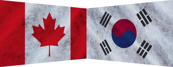 South Korea Canada Two Flag Together Illustration — Stockfoto