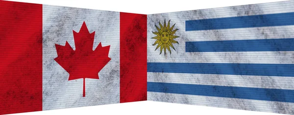 Ουρουγουάη Και Καναδάς Δύο Σημαία Μαζί Εικονογράφηση — Φωτογραφία Αρχείου