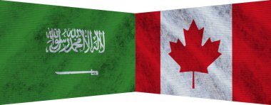 Kanada ve Suudi Arabistan İki Bayrak Birlikte 3D Görüntü
