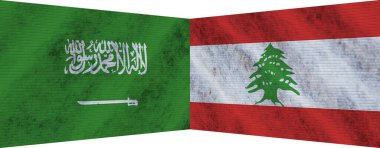 Lübnan ve Suudi Arabistan İki Bayrak Birlikte 3D Görüntü