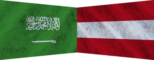 Autriche Arabie Saoudite Deux Drapeaux Ensemble Illustration — Photo